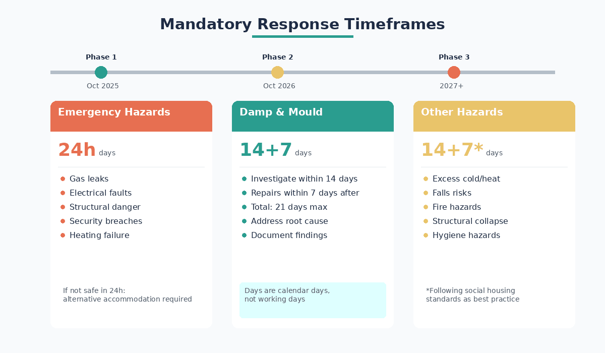 Awaab's Law response timeframes diagram