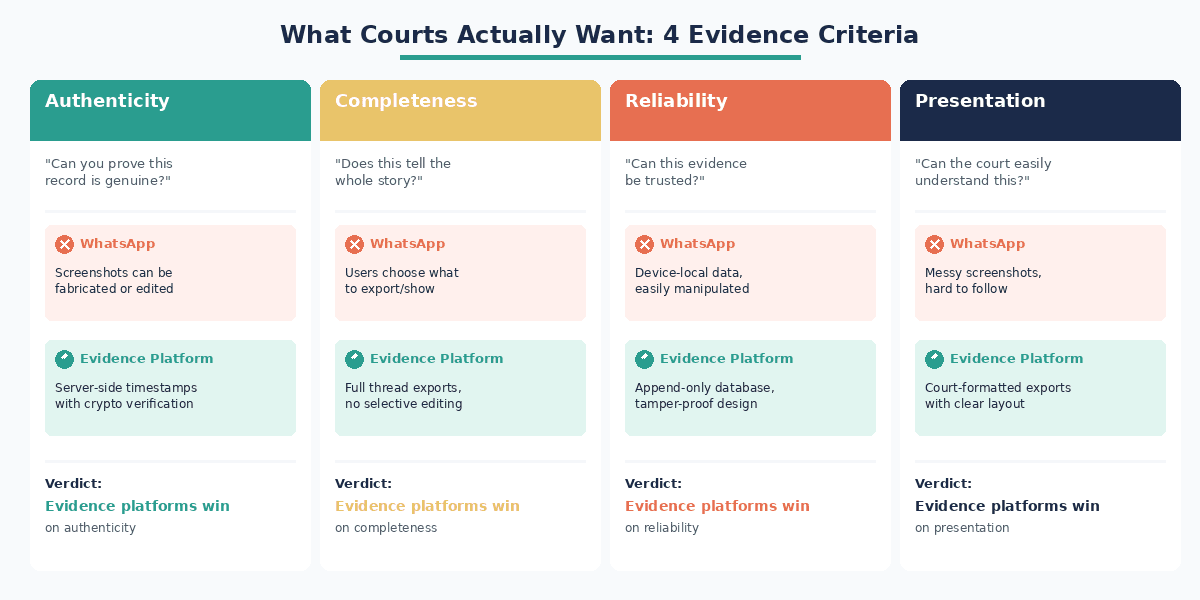 What courts look for in evidence