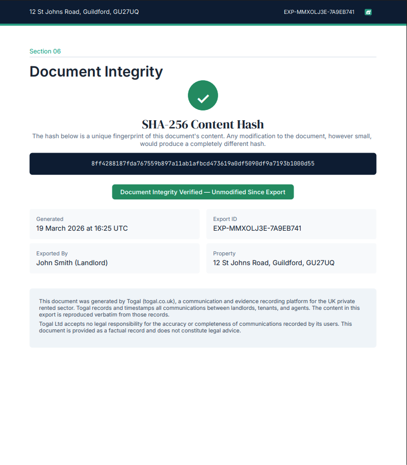 Evidence Export feature